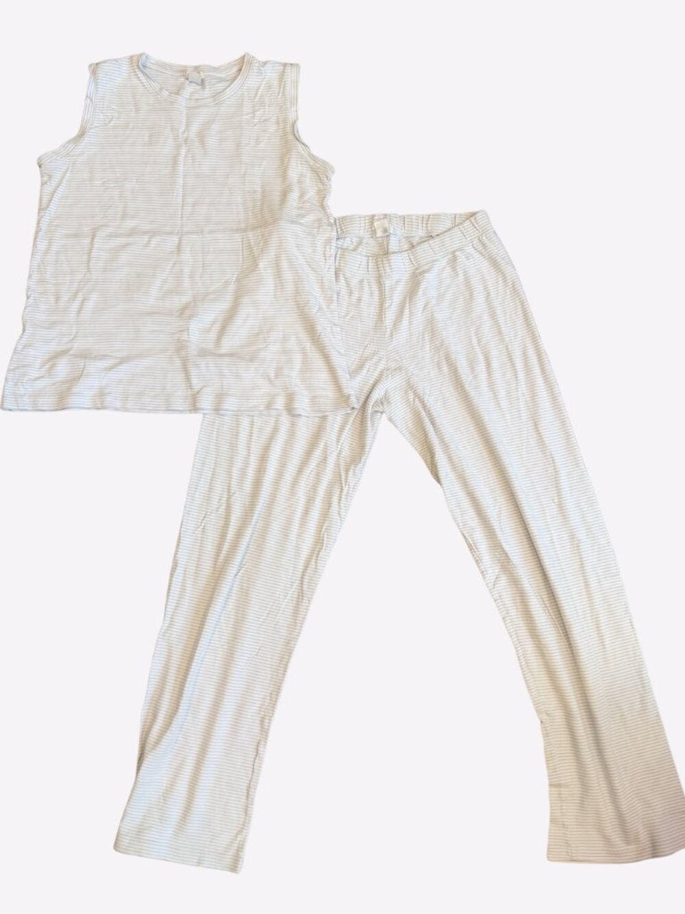 Lake Striped Blue/White Pajama Set Womens Sz S 100% Cotton Tank Top Pants